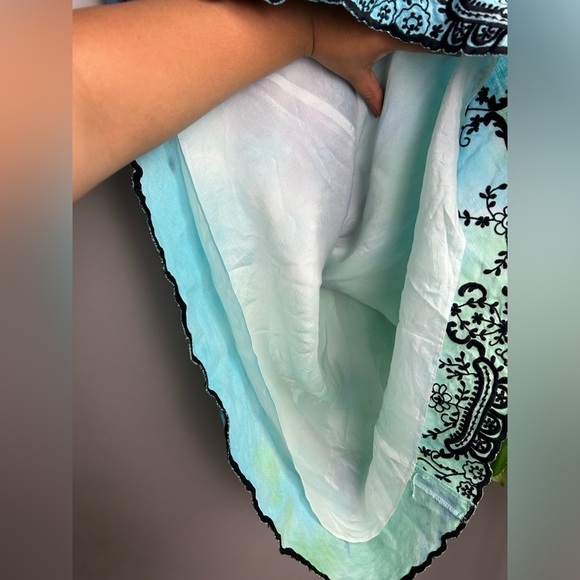 Donna Morgan Fairy Elf Vtg 90s Y2K Tie die 100% Linen Mid Dress Boho fit flare 4 - Picture 7 of 13